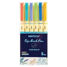 Wrıtech W-827 Fırça Tip Natural 6 Renk Keçeli Kalem - 6Lı