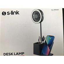 S-Link Sl-M9055 Siyah Typec 10W Kablosuz Şarj Cihazı Fanlı Kalemlikli Masa Lambası