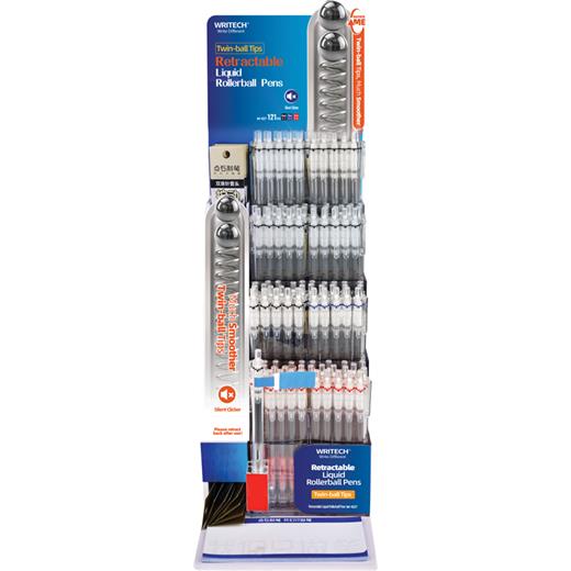 Wrıtech W-927 Basmalı Roller 0,5Mm Kalem (Mavi-Siyah-Kırmızı) - 120Li Stand