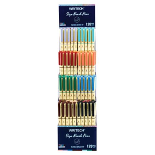 Wrıtech W-827 Fırça Tip 8 Renk Keçeli Kalem - 120Li Stand