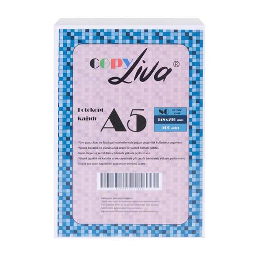 Liva Copy A5 Fotokopi Kağıdı 80Gr 2 Paket 1000 Syf A4Ün Yarısıdır