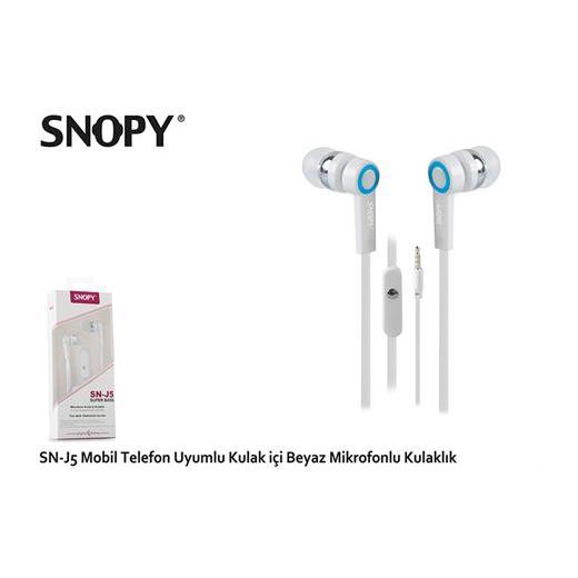 Snopy Sn-J5 Mobil Telefon Uyumlu Kulak İçi Beyaz Mikrofonlu Kulaklık