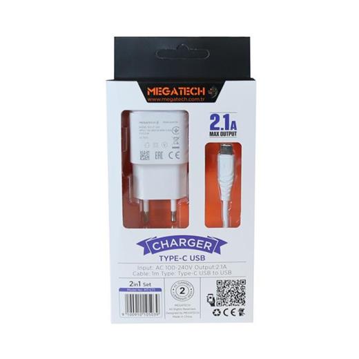 Megatech Mt-Ct1 2.1A  2In1 Typc-E Ev Şarj+Type-C Kablo