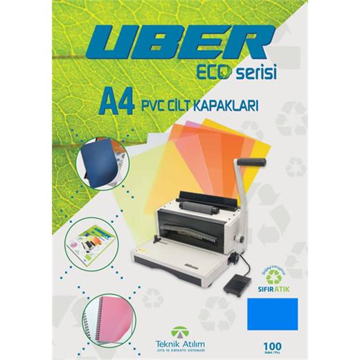 Uber A4 Opak Mavi Pvc Cilt Kapakları - 100Adet
