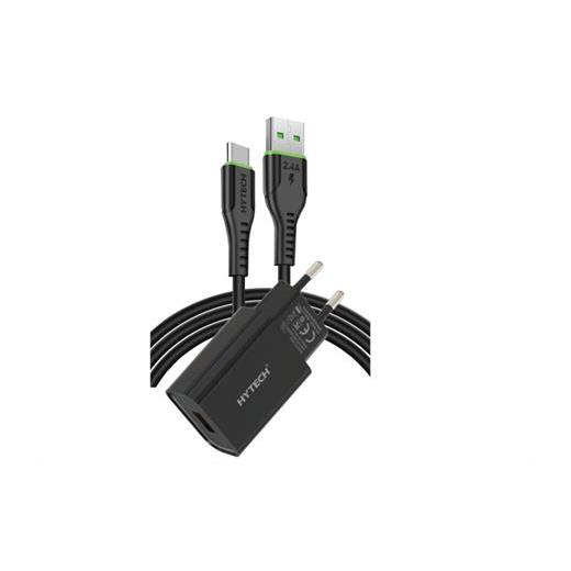 Hytech Hy-Xe26T Type-C Kablolu 2100Ma Ev Şarj 11W + 2,4A Siyah Şarj Adaptör Seti