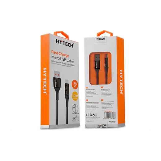 Hytech Hy-X250 3A Micro Usb 1,2M Silver Data+Sarj Kablosu