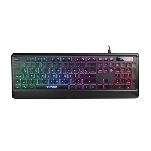 Everest Kb-2025 Siyah Usb Rainbow Backlight Membrane Gaming Oyuncu Klavye