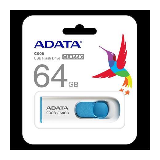 Adata C008-64Gb 64Gb Usb2.0 Classic (White + Blue) Flash Bellek