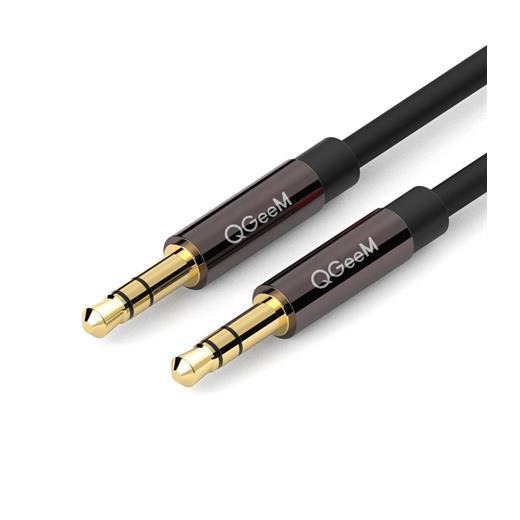 Qgeem Qg-Au04Bd300 3Mt Altın Uçlu Siyah Aux Audio Kablo Erkek-Erkek