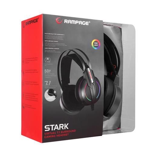 Rampage Rm-K6 Stark Plus Usb 7.1 Double Rgb Efektli Metalik Gri Gaming Oyuncu Mikrofonlu Kulaklık