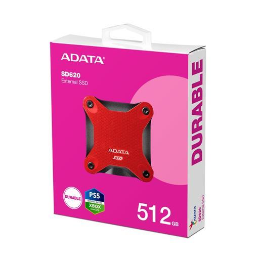 Adata 512Gb Sd620 Kırmızı Taşınabilir Usb 3.2 Gen2 Ssd Harici Disk