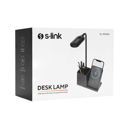 Elba Ht-513 Siyah Typec 10W Kablosuz Şarj Cihazı Kalemlikli Masa Lambası