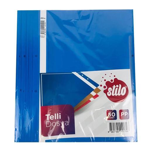 Stilo A4 Plastik Telli Dosya Mavi 50Li Paket